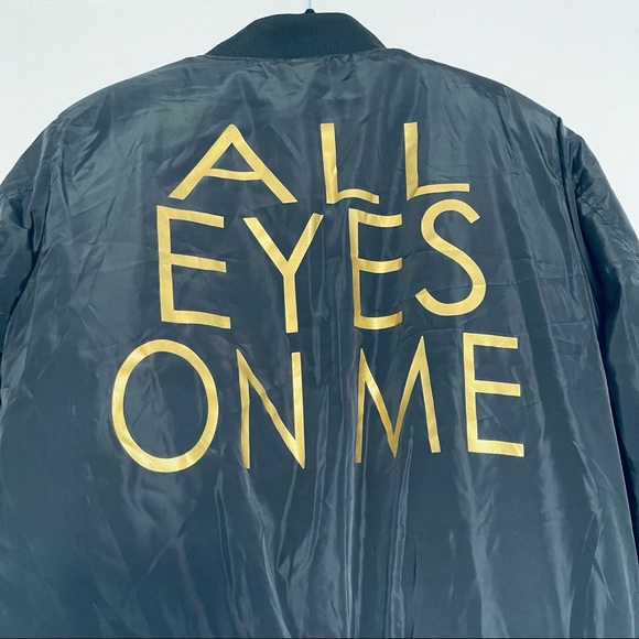 Tupac Black Gold All Eyes On Me Bomber Jacket - Picture 3 of 10